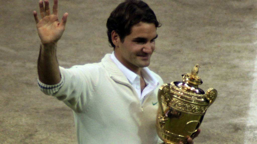 Roger Federer dopo la vittoria a Wimbledon 2012, CC BY-SA 2.0