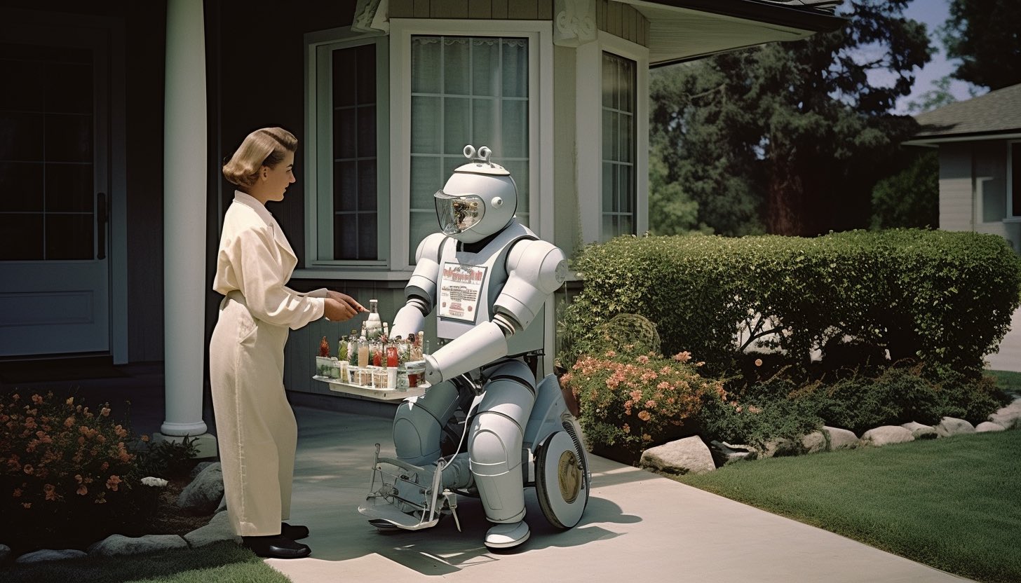 Robot Milkman, serie replAIced di Alberto Puliafito con Midjourney